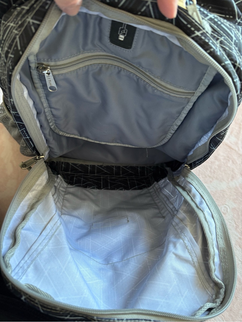 LL Bean Large Geometric Black Backpack Deluxe Book Pack 37L - Picture 6 of 14